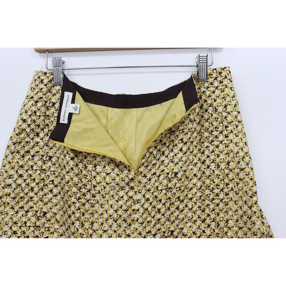Banana Republic 100% Silk Skirt Size 2 Pleated Yellow Geo Print Preppy Twee - Picture 4 of 6